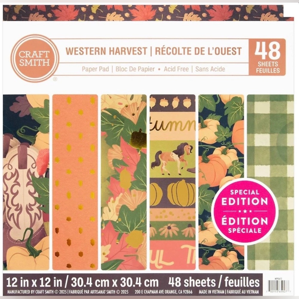 Craft Smith Western Harvest 12x12 Paper Pad NEW